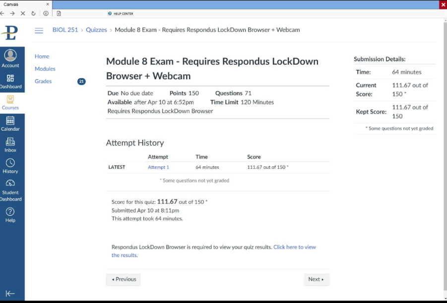 Lockdown Browser Exam April 10